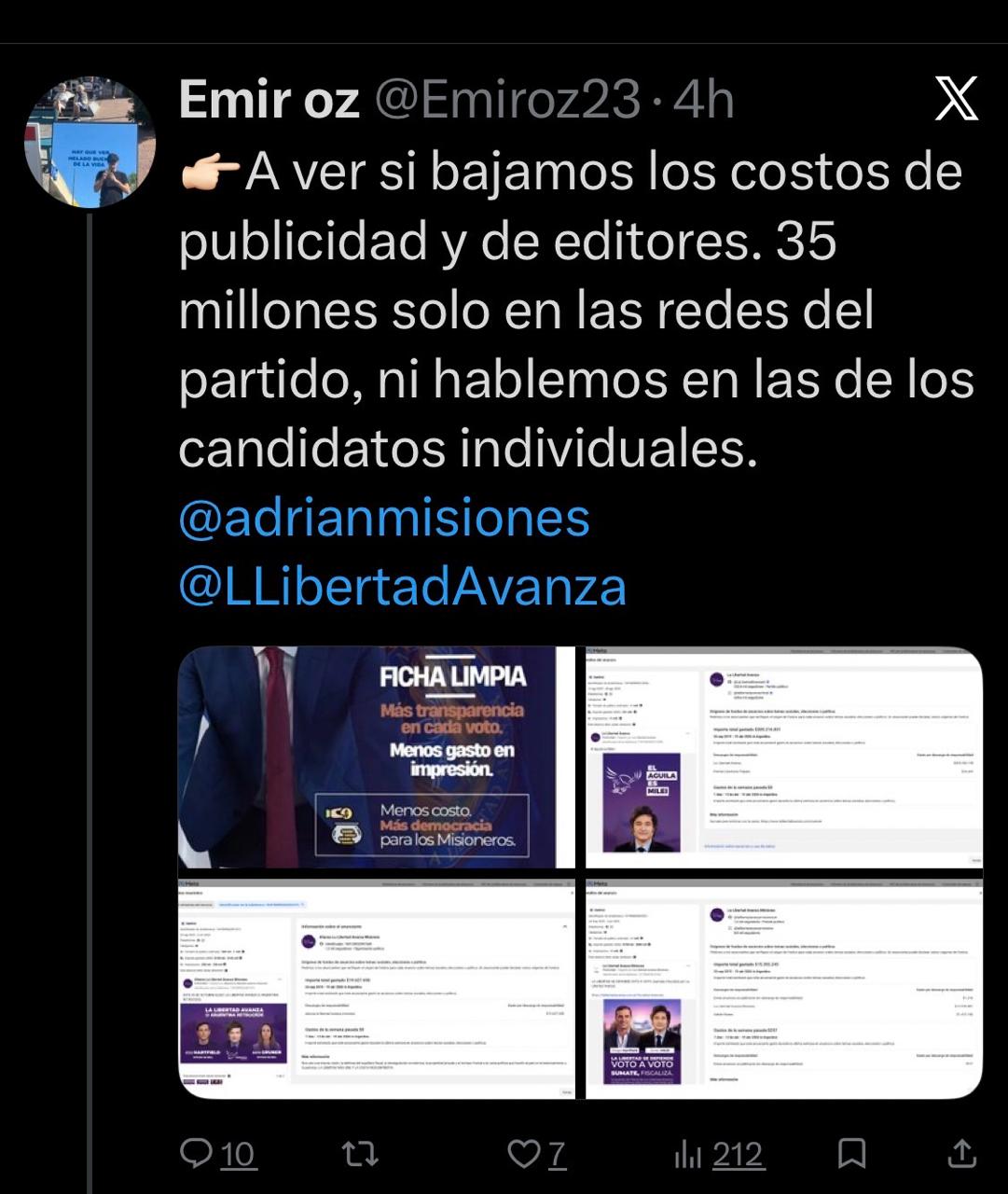 La Libertad Avanza Misiones destinó cerca de $35 millones a publicidad en redes sociales 2